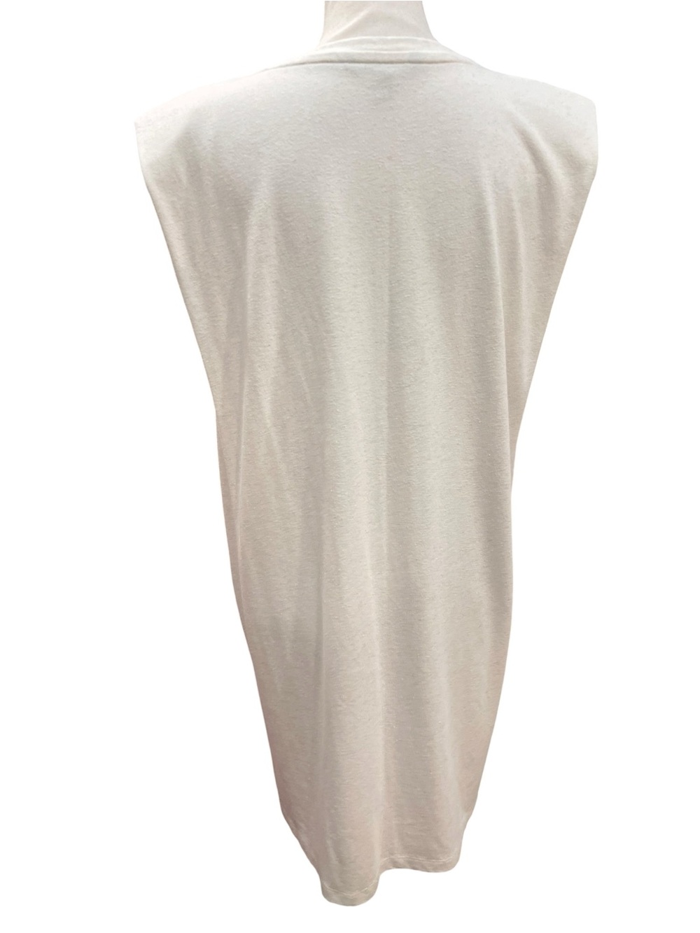 Banana Republic Linen Blend Padded Shoulder Midi T Shirt Dress Ivory M - Picture 5 of 9